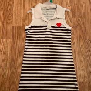 Striped Sleeveless Kids Dress with Heart Accent